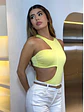 Body de Lycra Amarillo Mantequilla para Mujer - Miniatura 1