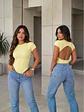 Body de Lycra Amarillo Mantequilla y Azul Bebé para Mujer - Miniatura 2