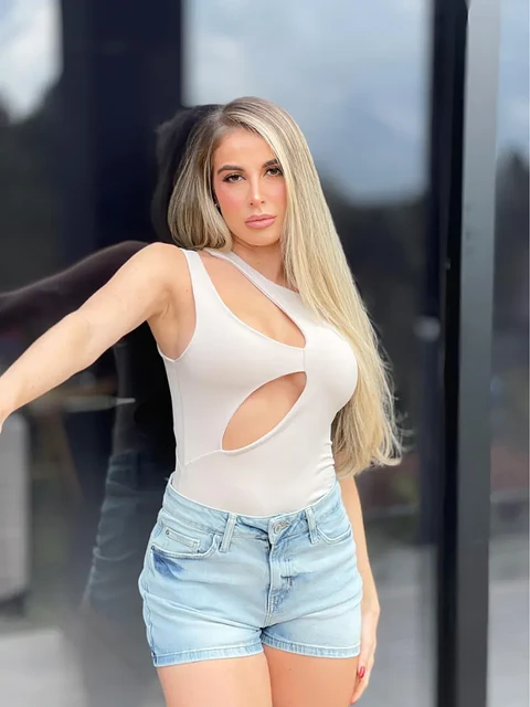 Body de Licra Nude y Blanco Estampado para Mujer