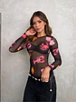 Body de Malla Estampado Negro y Nude para Mujer - Miniatura 2