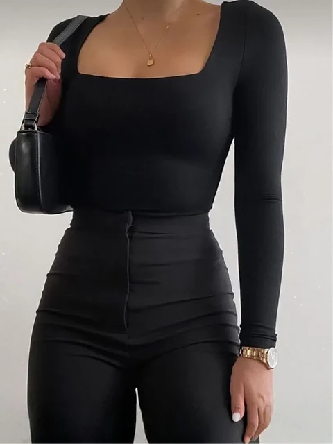 Body Manga Larga de Licra Color Cocoa para Mujer
