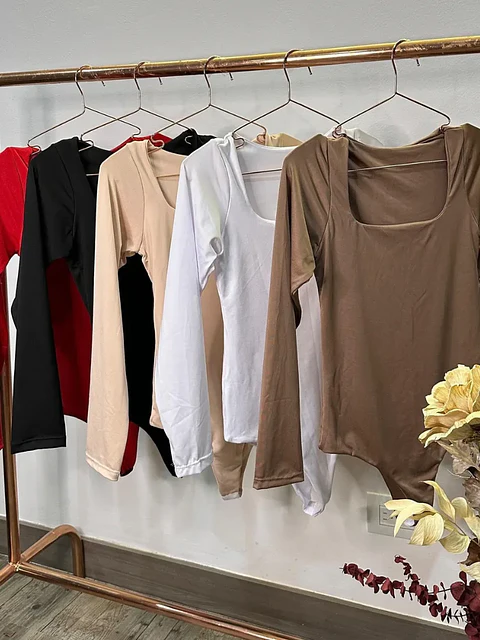 Body Manga Larga de Licra Color Cocoa para Mujer