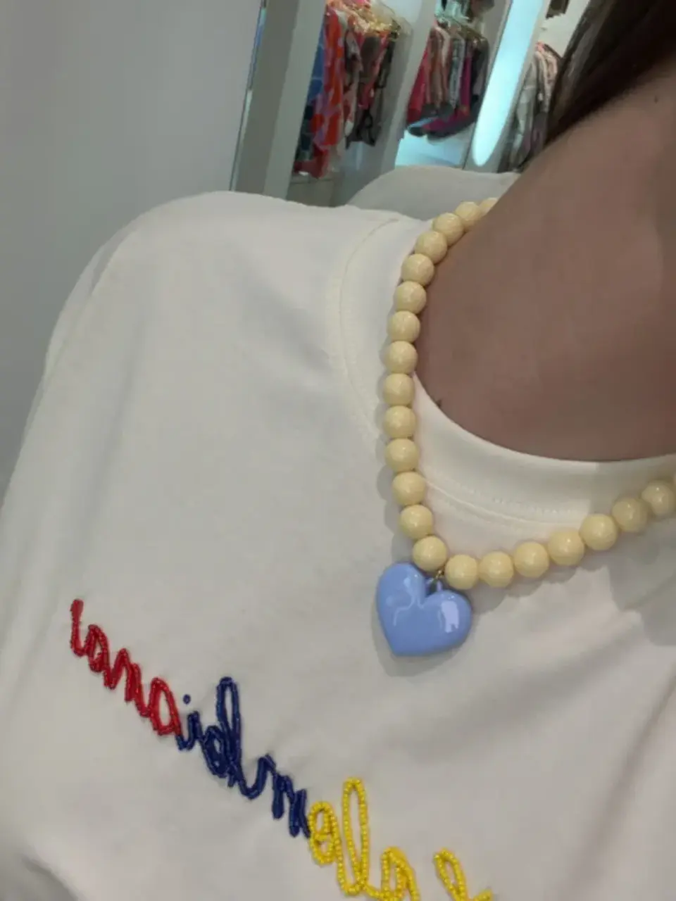 Camiseta Colombiana en Tela Fría Color Crema 2