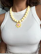 Collar de Bolas con Flor Rosada y Amarillo Mantequilla - Miniatura 2