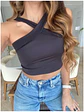 Crop Top Asimétrico de Lycra Nude para Mujer - Miniatura 1