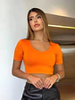 Crop Top de Lycra Naranja para Mujer - Miniatura 1