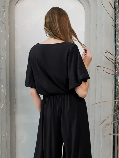 Crop Top Americano Negro para Mujer