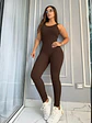 Enterizo de Pantalón en Licra Café y Negro para Mujer - Miniatura 2