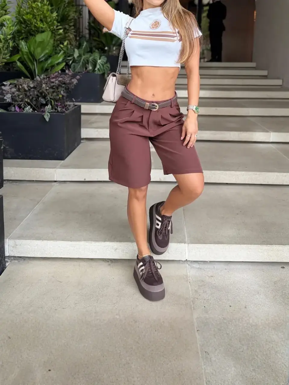 Crop Top Colombia Estampado Blanco para Mujer 1