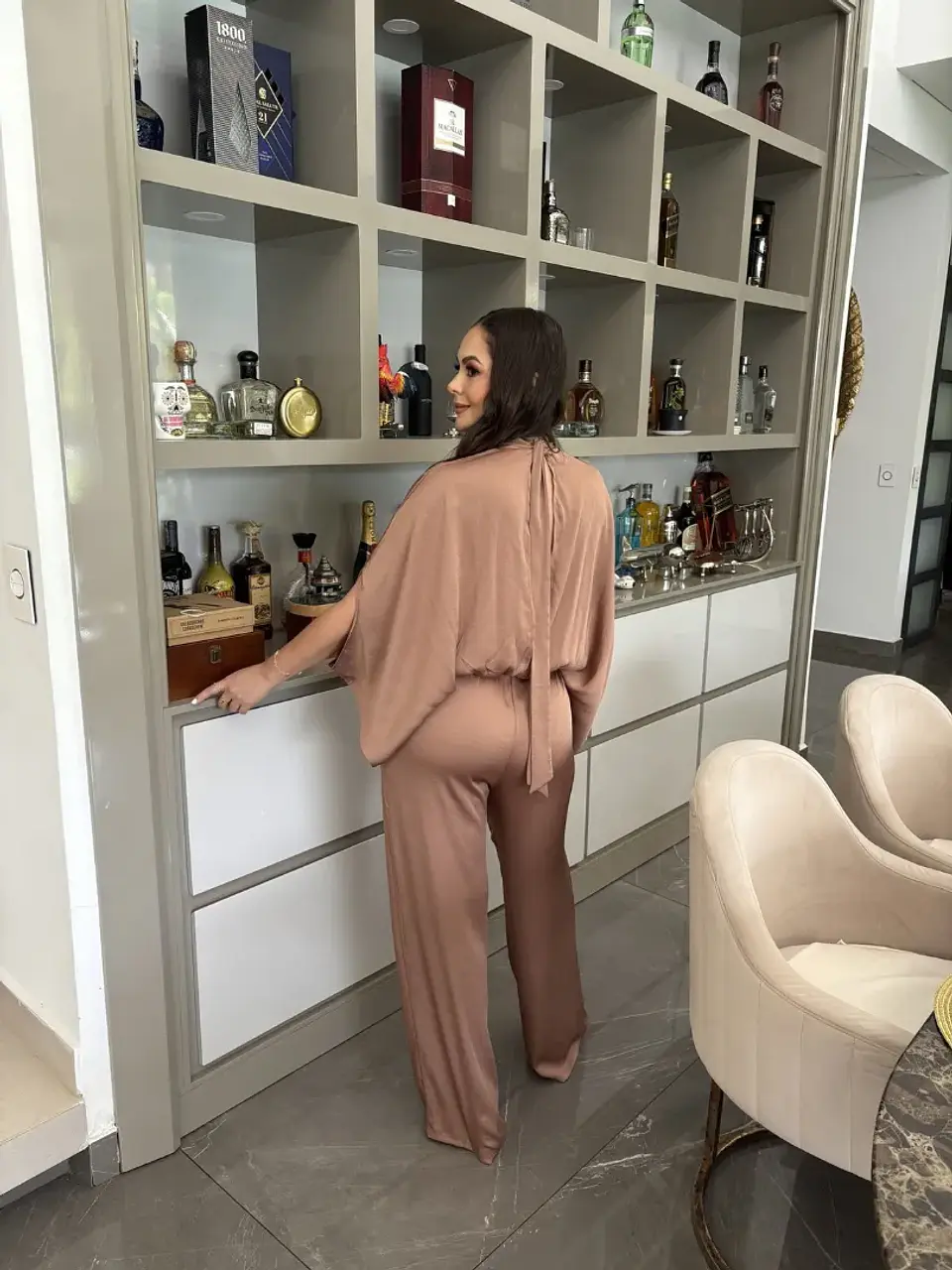 Jumper Americano de Seda Beige para Mujer 2