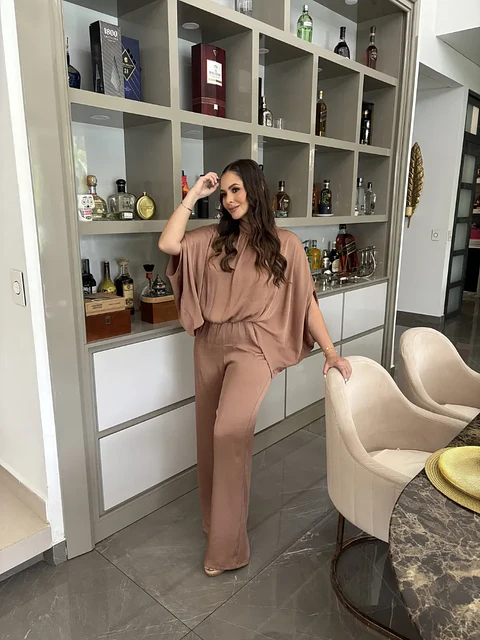 Jumper Americano de Seda Beige para Mujer