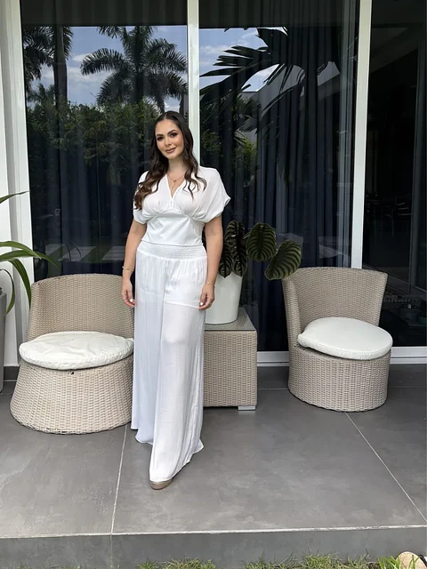 Pantalón Americano Blanco y Negro para Mujer