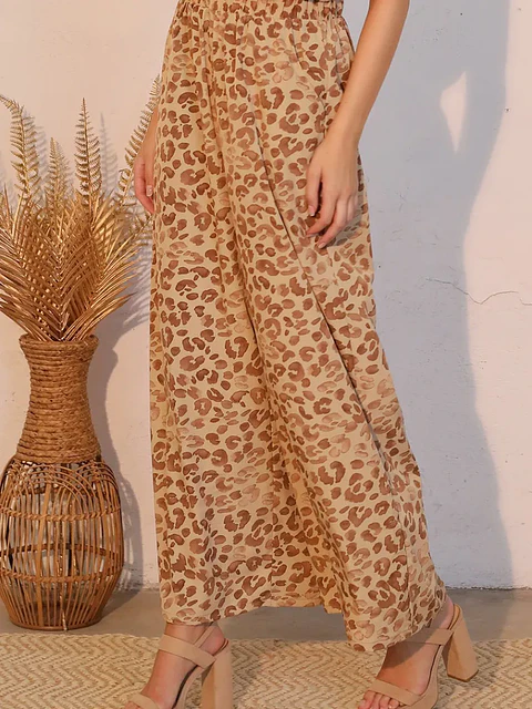 Pantalón Americano Animal Print Café para Mujer
