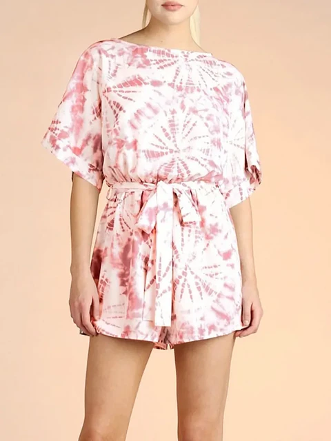 Romper Americano Tie Dye Rosa y Blanco para Mujer
