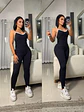 Enterizo de Pantalón en Licra Beige y Negro para Mujer - Miniatura 2
