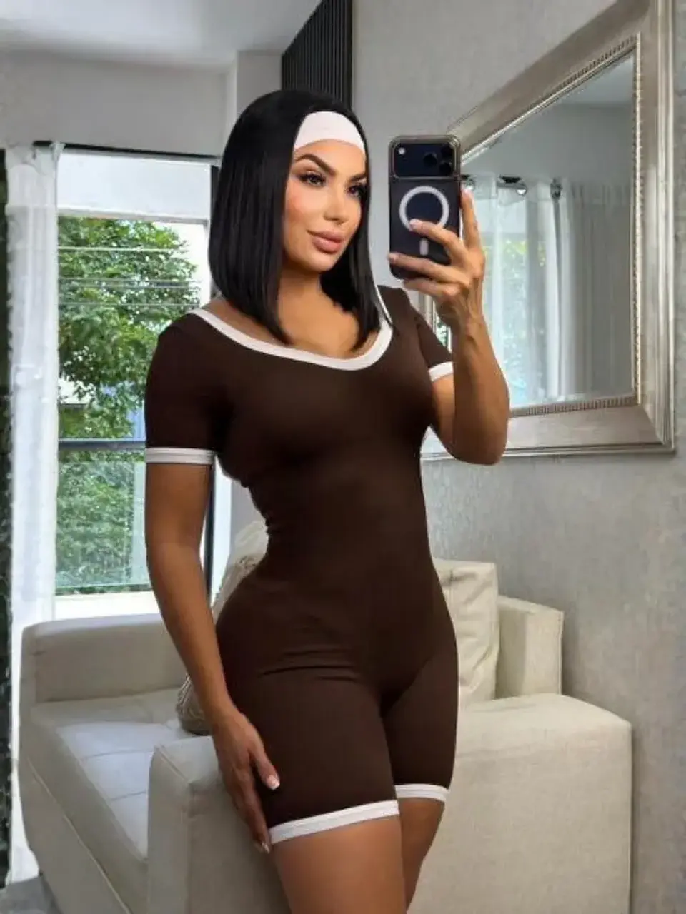 Enterizo Short en Licra Café para Mujer 1