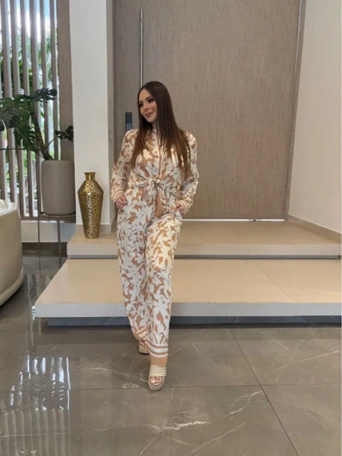 Set Americano de Pantalón y Camisa Floral para Mujer