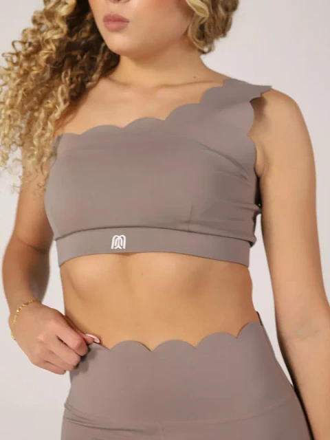 Set de Pantalón y Crop Top en Licra Nude para Mujer