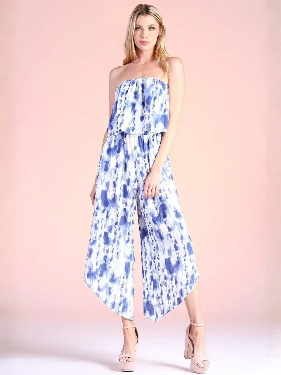 Jumper Americano Strapless Tie Dye Azul para Mujer 1
