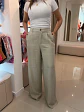 Pantalón Americano de Lino Beige para Mujer - Miniatura 1