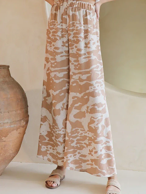 Pantalón Colección Americana Beige y Blanco en Poliéster