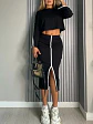 Set de Falda y Crop Top Manga Larga en Rib para Mujer - Miniatura 1