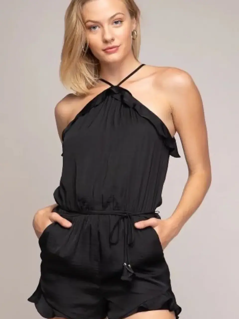 Romper Americano Negro y Salmón para Mujer 3