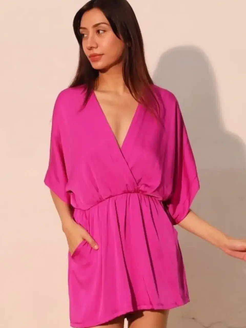 Romper Americano Bronce y Magenta para Mujer 1
