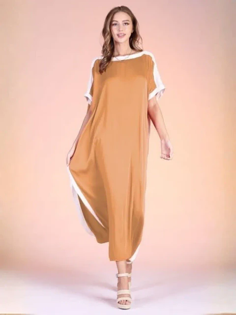 Túnica Americana de Seda Beige para Mujer