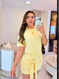 Vestido de Algodón con Hebilla Amarillo Mantequilla - Miniatura 2