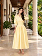 Vestido Americano Largo Entallado Amarillo Mantequilla y Champagne - Miniatura 1