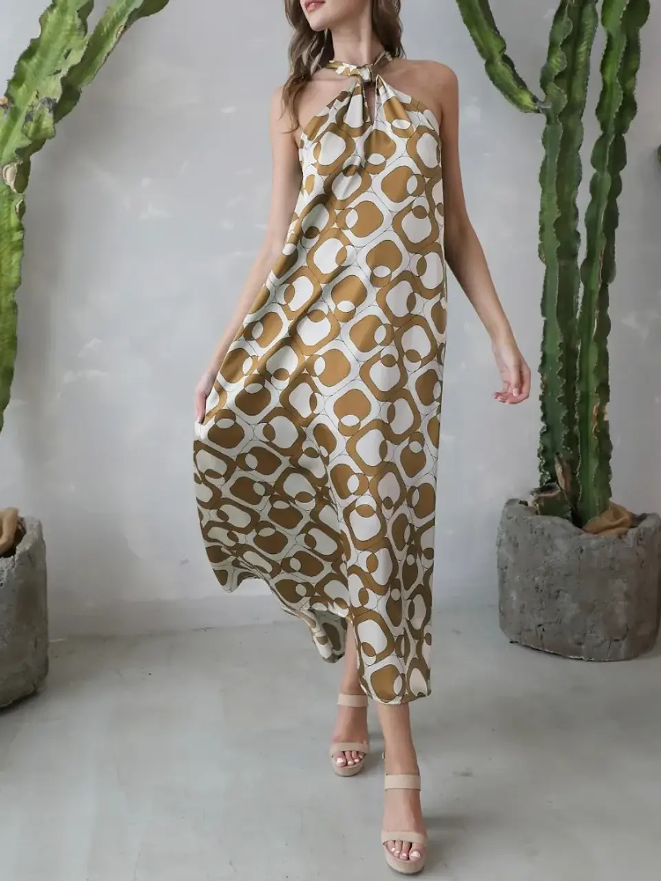 Vestido Colección Americana Estampado en Seda para Mujer 1
