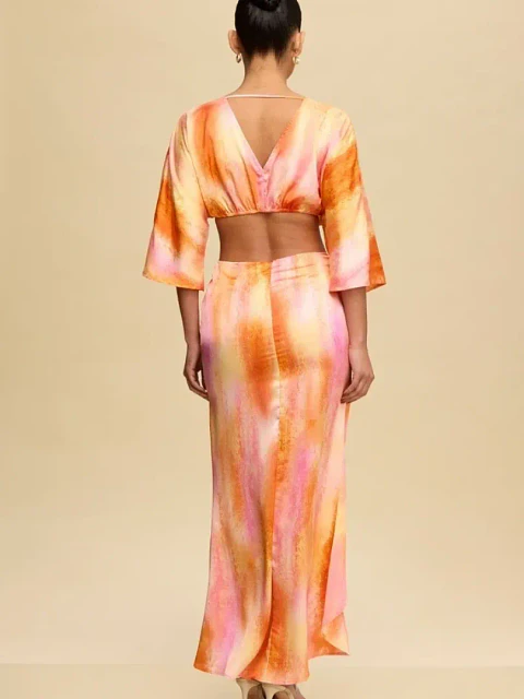 Vestido Estampado Americano de Seda para Mujer