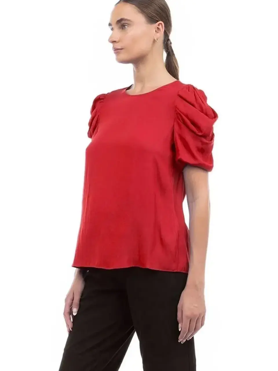 Blusa Americana de Seda Rojo Scarlet para Mujer 2