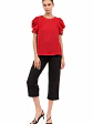 Blusa Americana de Seda Rojo Scarlet para Mujer - Miniatura 1
