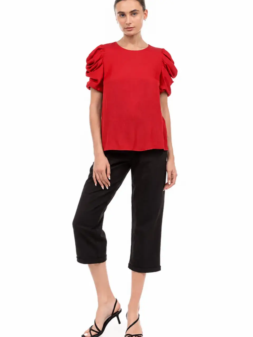 Blusa Americana de Seda Rojo Scarlet para Mujer 1