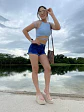 Top Corto Azul para Mujer - Miniatura 1