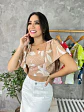 Top Floral Beige y Blanco en Tela Blessed - Miniatura 1