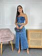 Set Jean Strapless con Cremallera Azul Oscuro - Miniatura 1