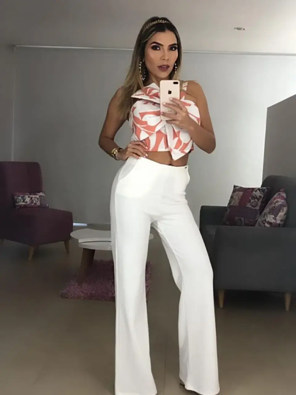 Pantalón Palo de Rosa y Blanco para Mujer 1