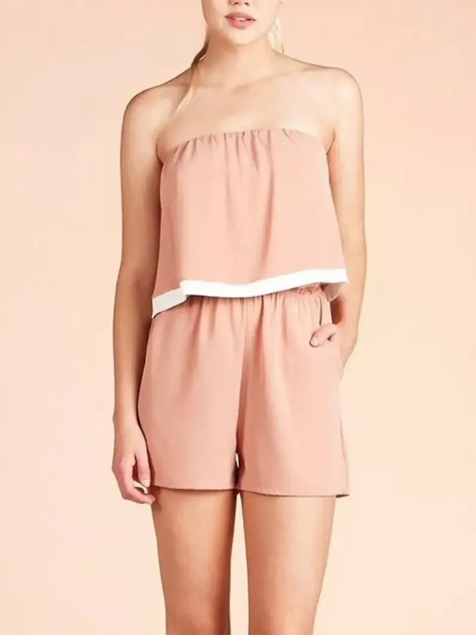 Romper American Collection Palo de Rosa con Franja Blanca 1