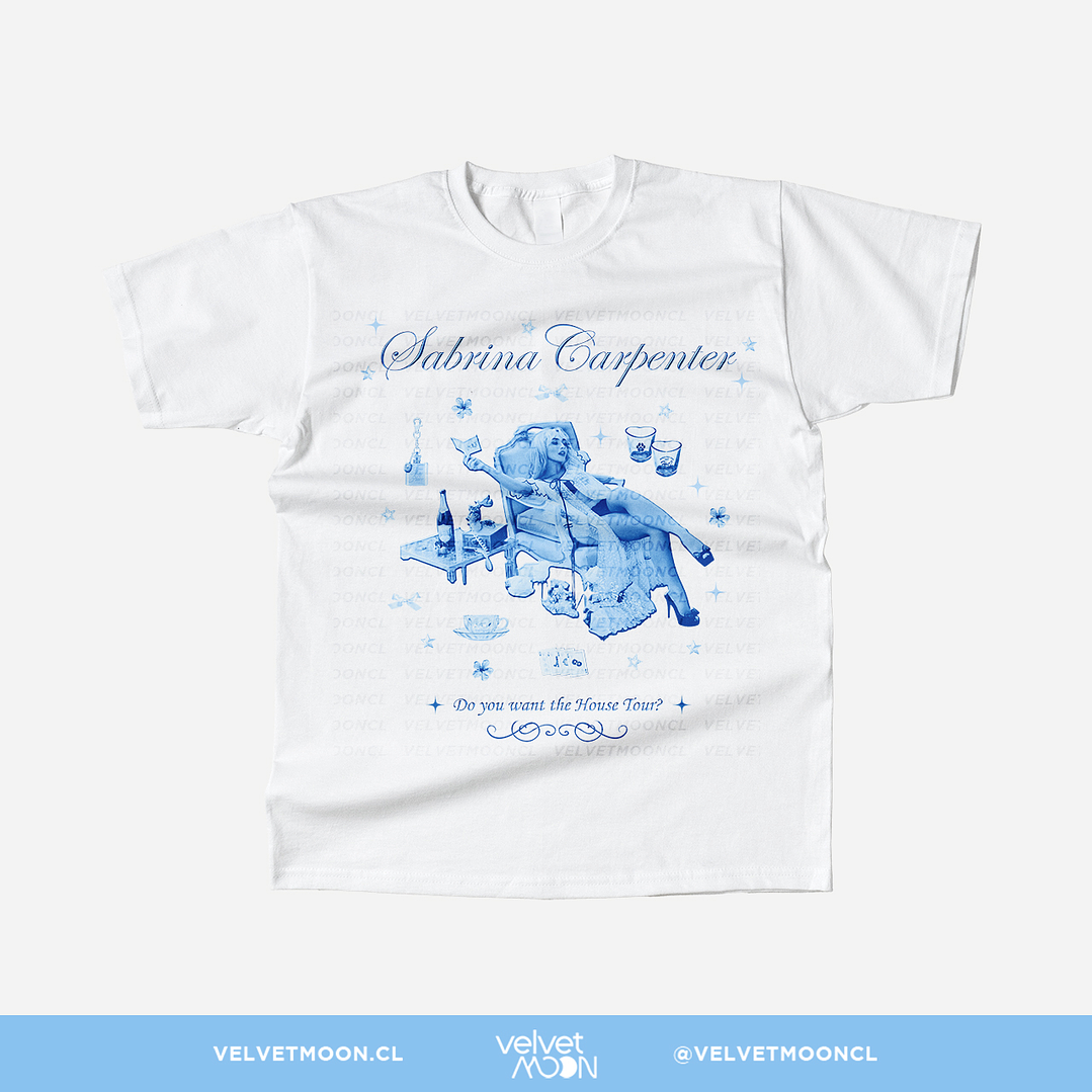 POLERA SABRINA CARPENTER DO YOU WANT THE HOUSE TOUR BLUE 1
