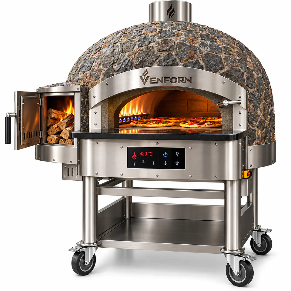 Horno de Pizza Profesional VENFORN Ø 1.10 m – Dual Gas y Leña 1