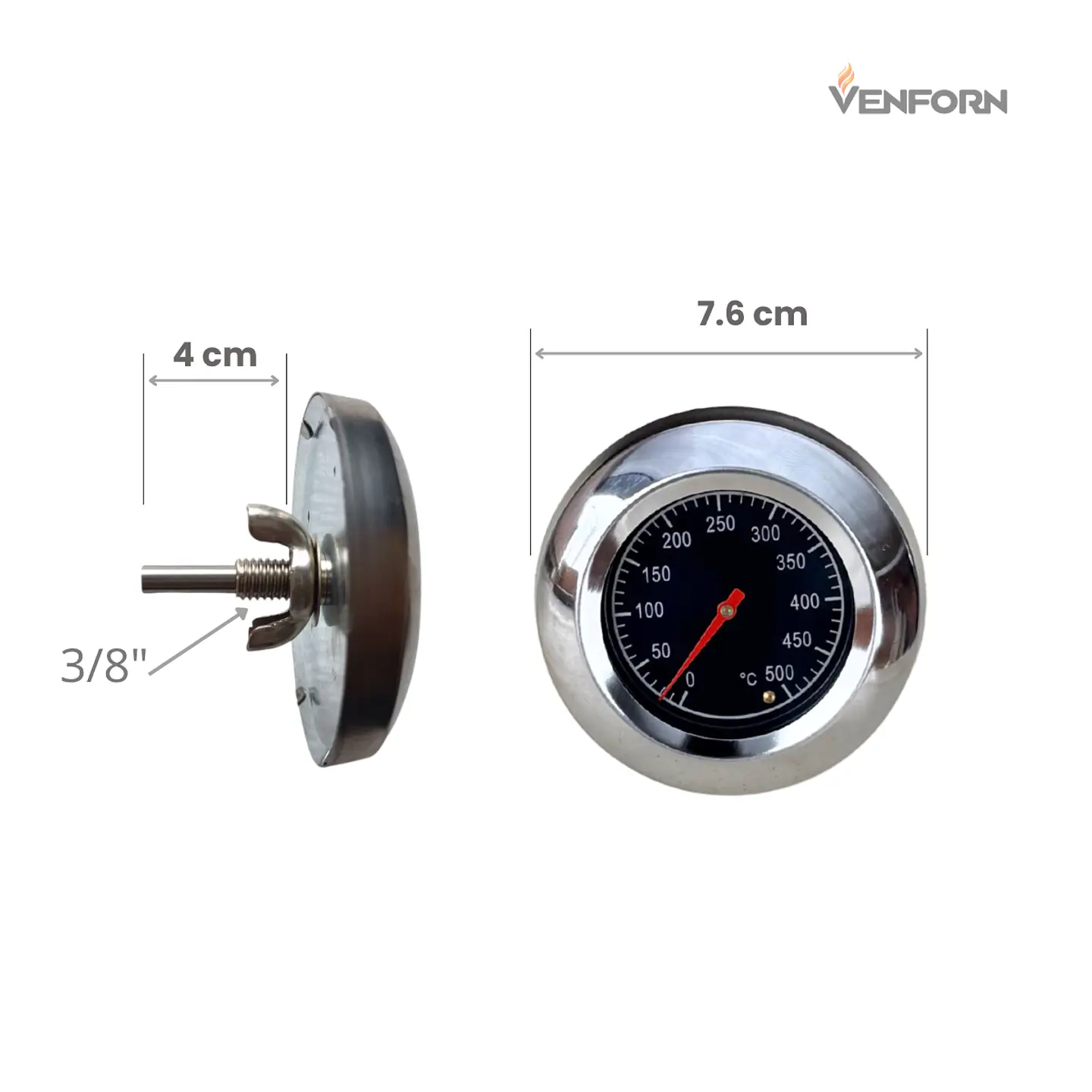 Termómetro de Horno Bimetálico de Acero Inoxidable - Negro 1
