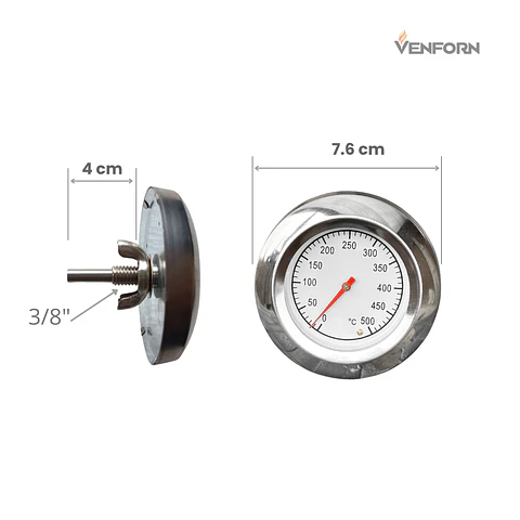 Termómetro de Horno Bimetálico de Acero Inoxidable - Blanco