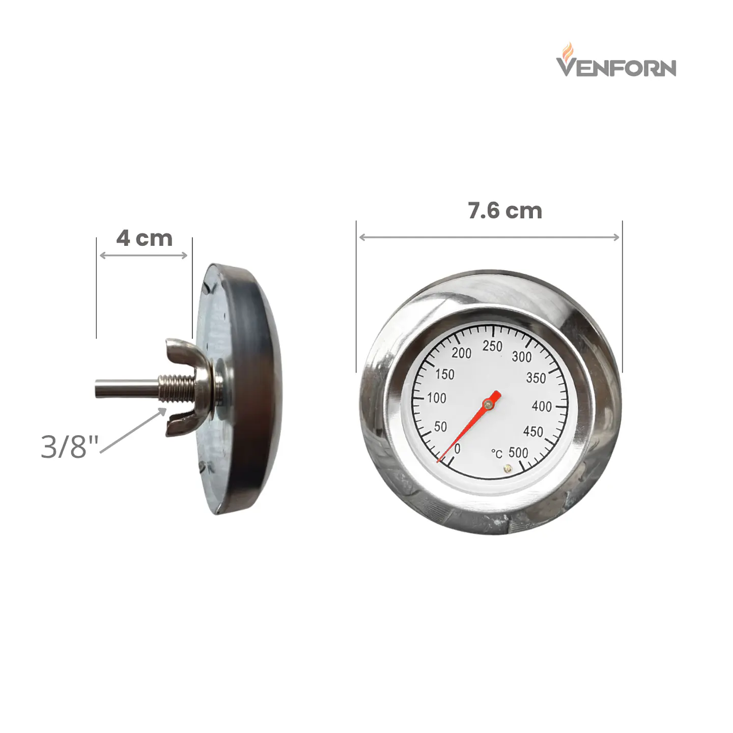 Termómetro de Horno Bimetálico de Acero Inoxidable - Blanco 1