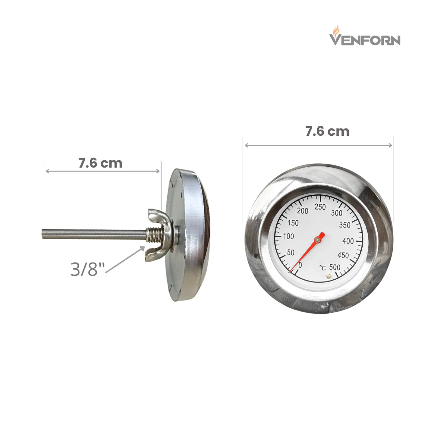 Termómetro de Horno Bimetálico de Acero Inoxidable - Blanco L2 1