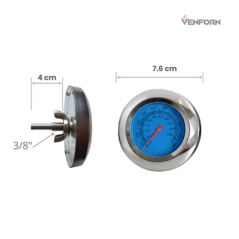 Termómetro de Horno Bimetálico de Acero Inoxidable - Celeste