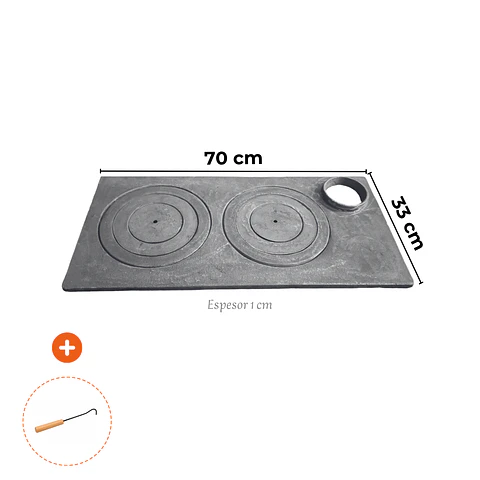 Plancha para cocina a leña / 2 hornillas