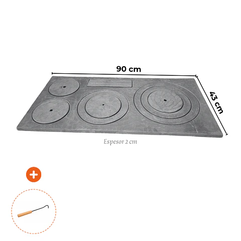 Plancha para cocina a leña / 4 hornillas